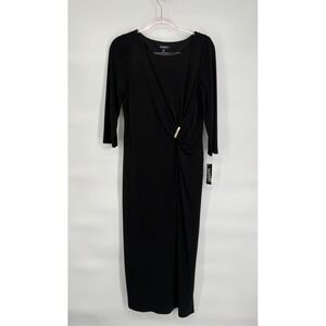 Glamour‎ Black Dress Long Sleeve Stretch Knit Size 10 NWT Originally $80